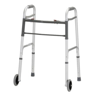 Nova Dual Button Release Folding Walker w/5" Wheels - Adult