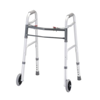 Nova Dual Button Release Folding Walker w/5" Wheels - Petite