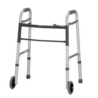 Nova Dual Button Release Folding Walker w/5" Wheels - Small