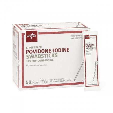 Povidone-Iodine Sterile Swab Stick Sterile Box 50 Count