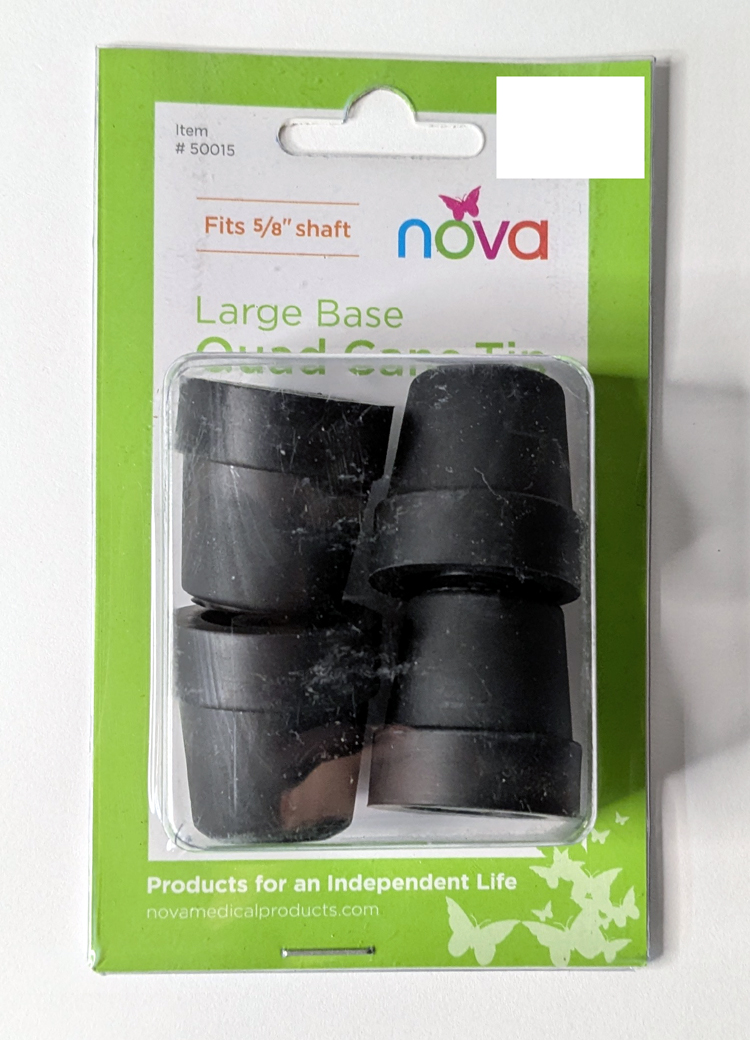 Nova Tips for Large Base Quad Cane 5/8" Shaft – Black 2 Pairs