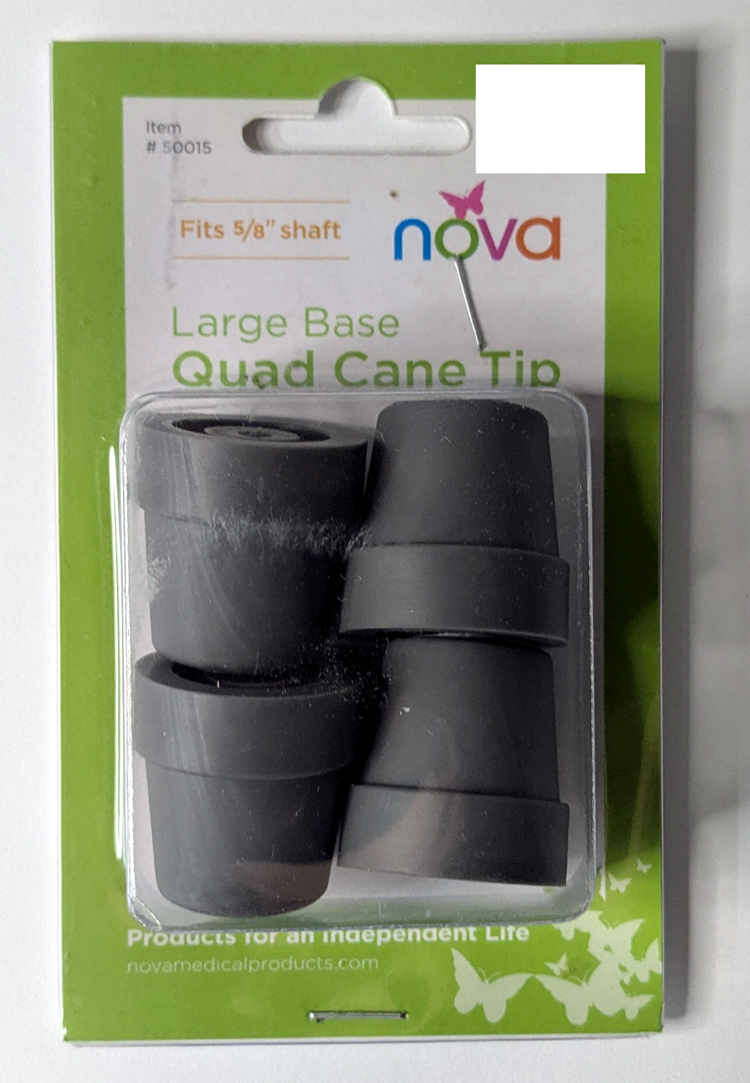 Nova Tips for Large Base Quad Cane 5/8" Shaft – Gray 2 Pairs