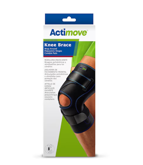Actimove Knee Brace Wrap Around, Polycentric Hinges, Condyle Pads Medium Black