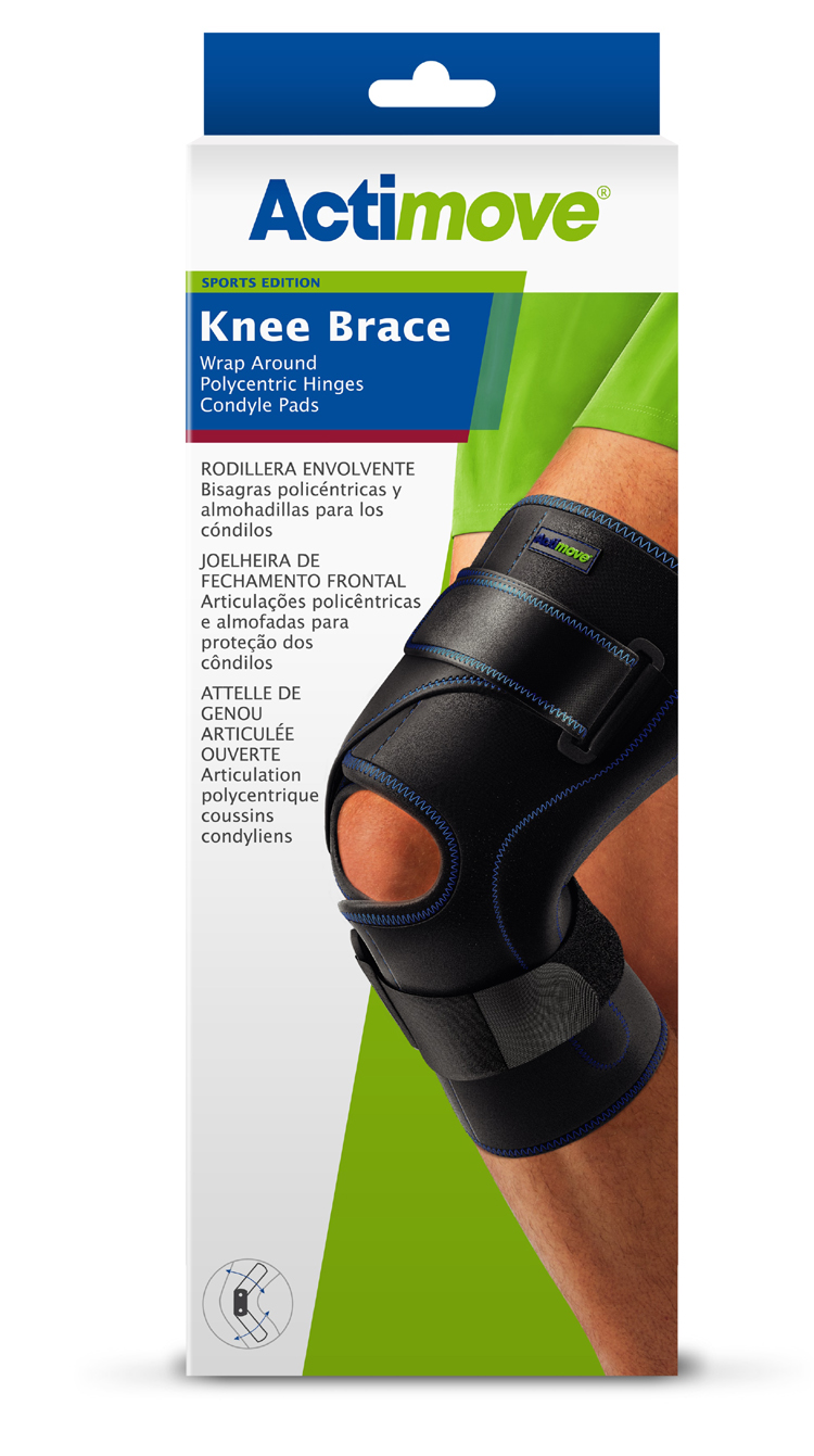 Actimove Knee Brace Wrap Around, Polycentric Hinges, Condyle Pads 3X Large Black
