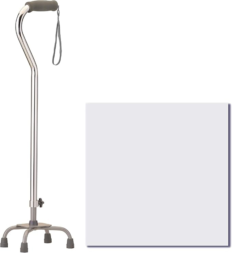 Nova Quad Cane With Small Base - Silver