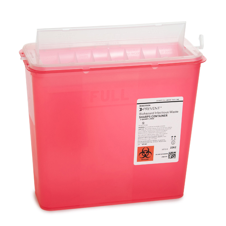 McKesson Prevent® Biohazard Infectious Waste Sharps Container – 1.25 Gallon